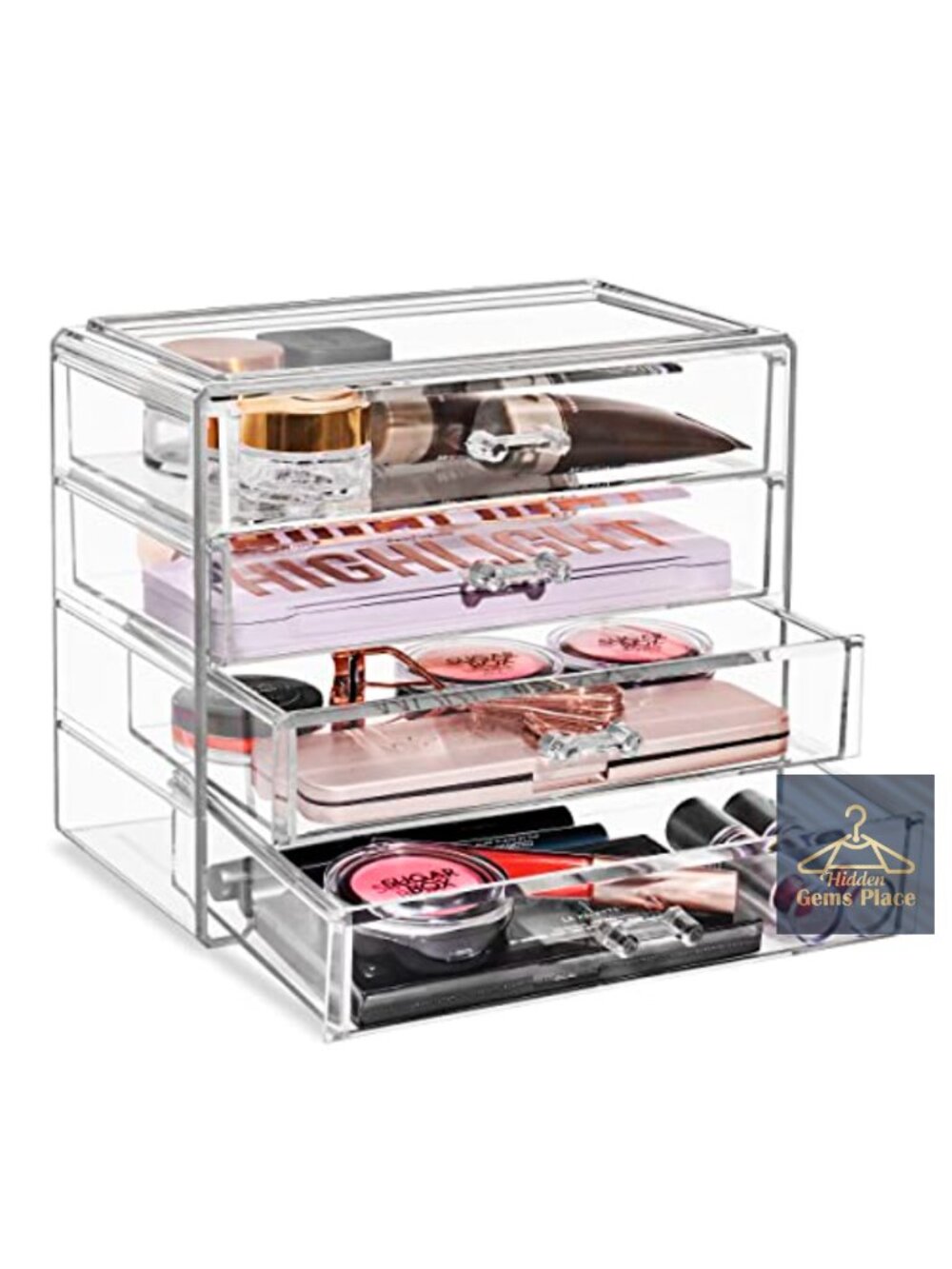 4-Drawer Clear Acrylic Makeup Organizer for Vanity Countertop Storage
